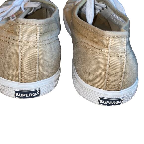 Superga Anthropologie Canvas Sneaker Shoes Tan with white soles size EU 39 US 8 - Picture 4 of 10